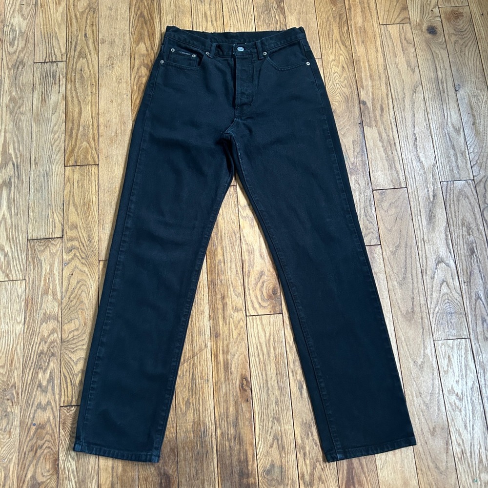 Calvin Klein Y2K Low Rider Jeans Black Straight Leg Cotton Denim Size 9